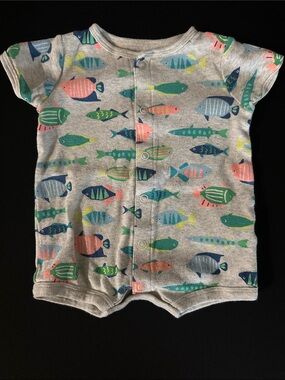 Carter’s  3M Gray Baby Romper with Colorful Fish
